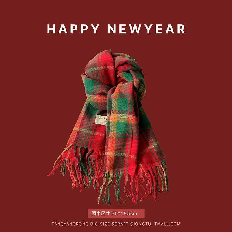 Fashion Christmas Style Red Element Scarf for Women Trend Knitted Student Couple Warm Scarves Shawl Clothing Accessories Gift J251022