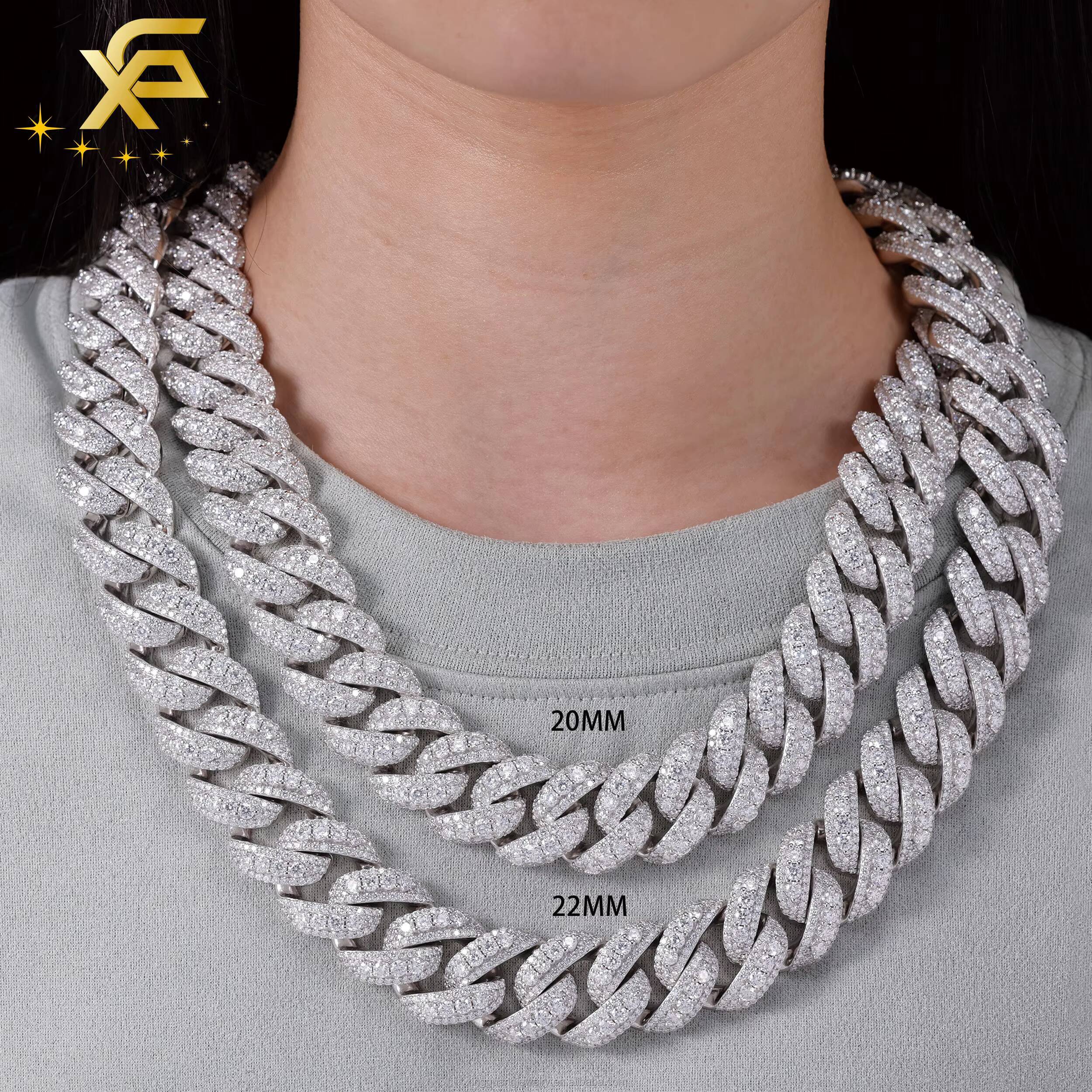 Pass Tester VVS Moissanite Cuban Chain 925 Silver Necklace For Men Iced out Diamond Hip Hop Jewelry 20mm 22mm Cuban Lidynamic Chain