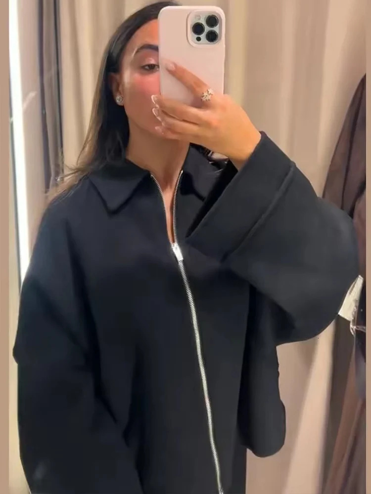 Womens Woolen Jacket Women Long Sleeve Zipper Leisure High Street Short Lady Autumn Winter Fashion Outerwears 251021