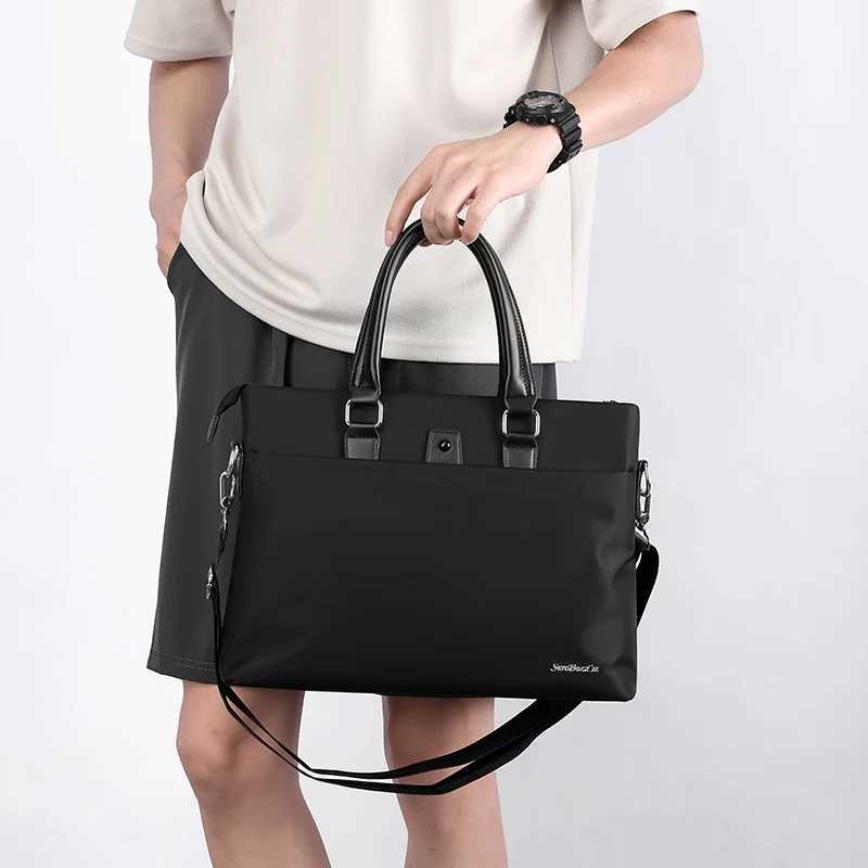 Luxury Design Business Men Briefcase Fashion Male 14inch Laptop Bag Durable Fabric Mens Handbag Large Capacity Casual Tote Bag W251022