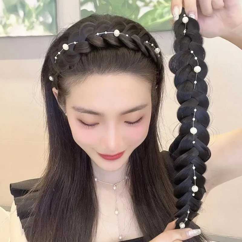 Pearl Twist Braid Hair Band For Women Toothed Nonslip Hair Hoop Designer Elastic Headband Fashion Braids Hair Accessories Girls V251022