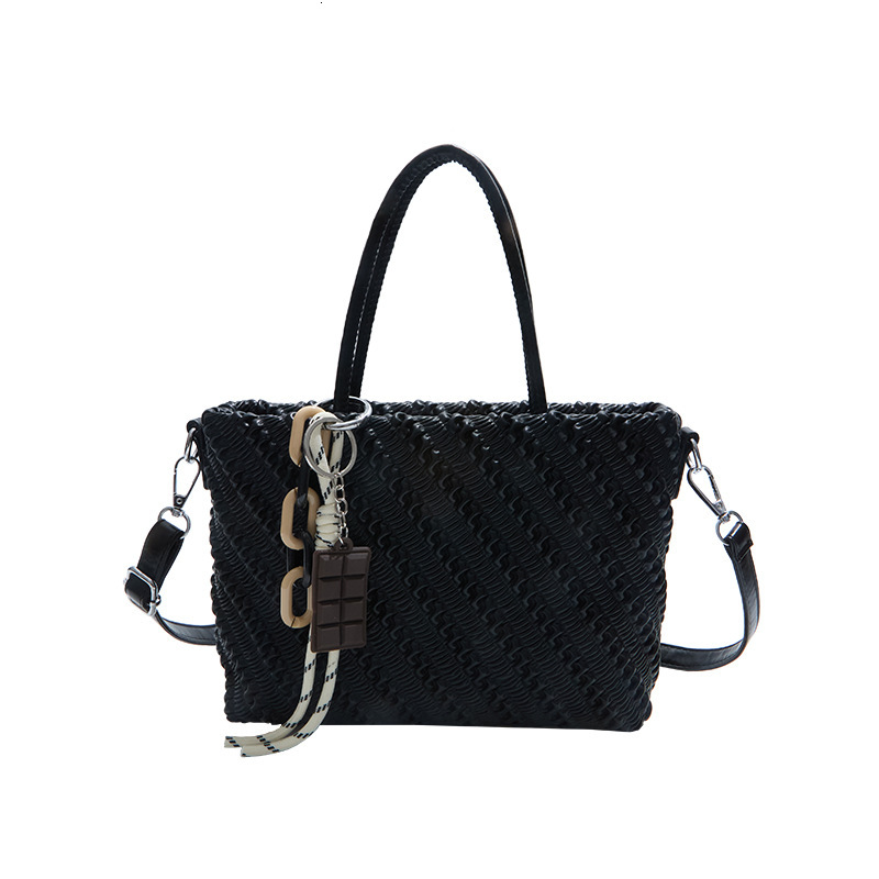 Luxury Brand Designer Bag Fashion Commuter Bucket Bag For Women 2025 Autumn Winter New High-End Woven Pattern Shoulder Bag Handheld Tote Bag