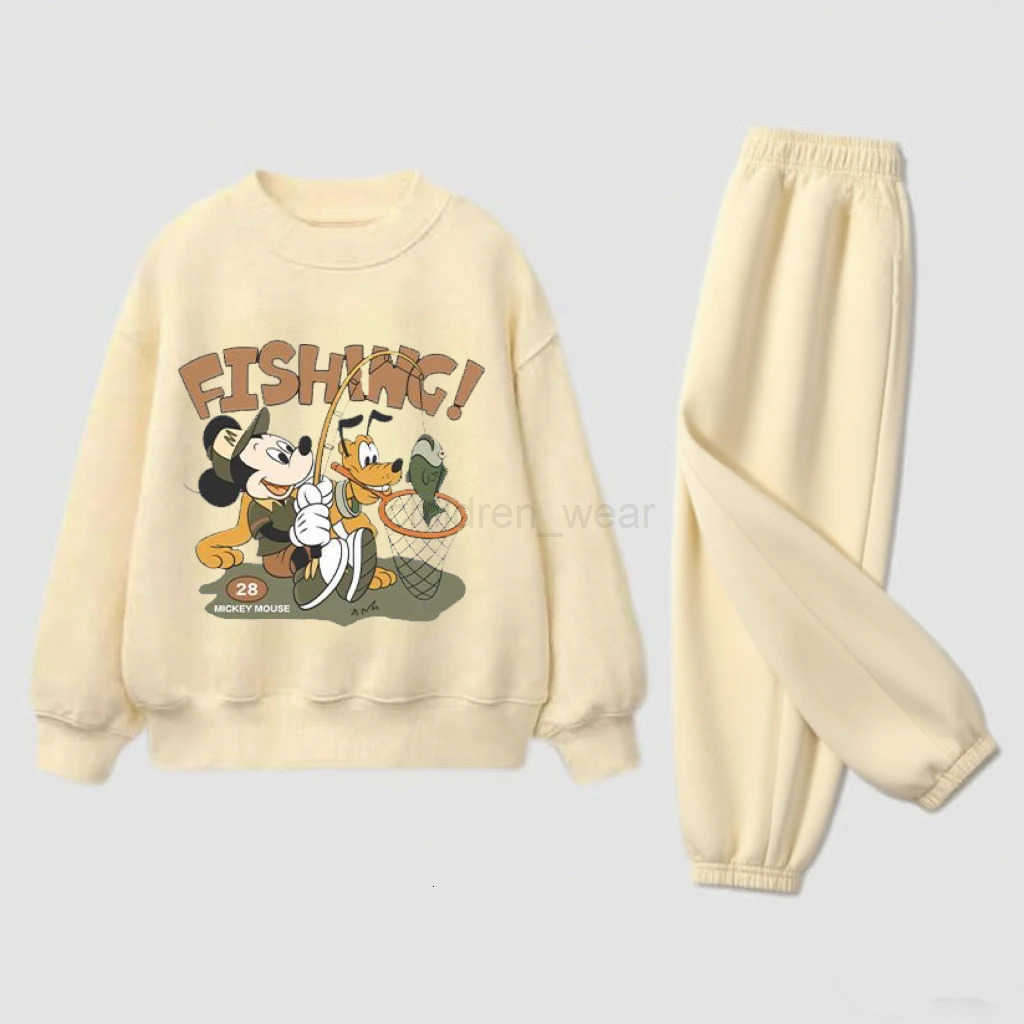 Disney Mickey Mouse SweatshirtsPants Twopiece Cartoon Printed Hoodie Loose Casual Trousers Kids New Spring Autumn Clothing Outfits H251022