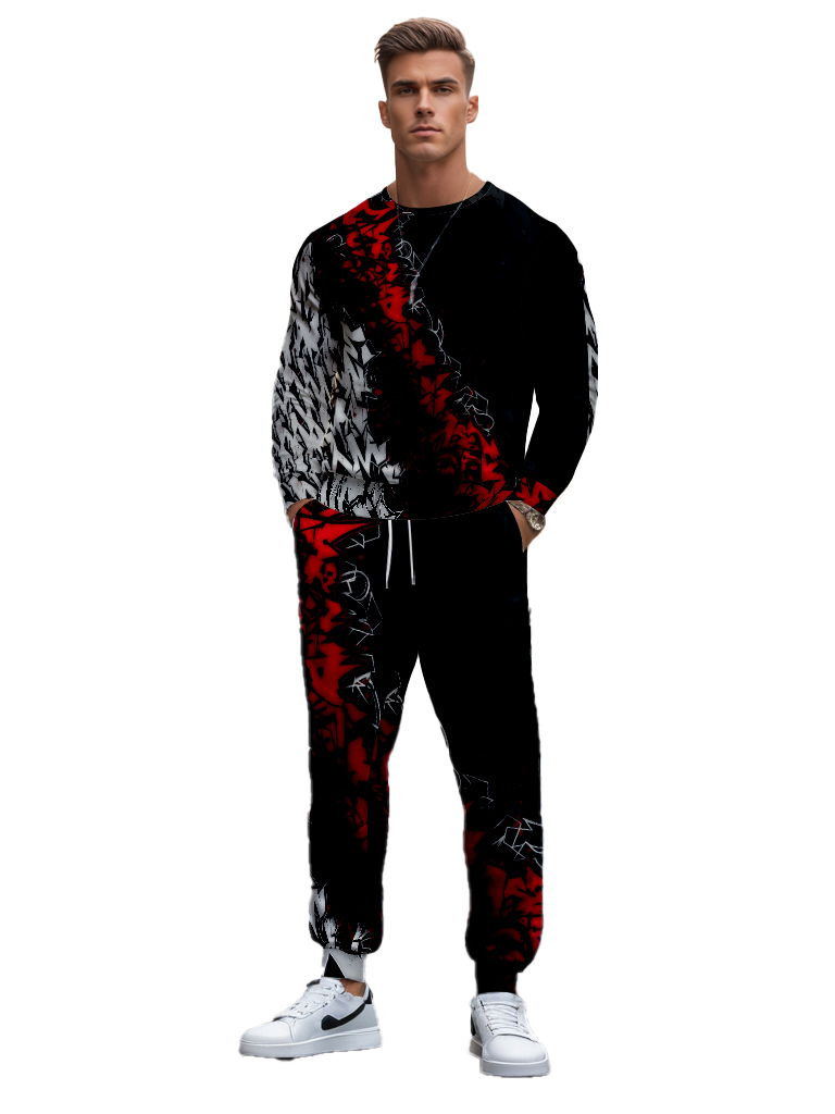 Men's Ankle-Length Knitted Cotton Blend Long Sleeve Sweatshirt Brown round Neck Casual T-Shirt Comfortable Outdoor Wear - YLWY00118