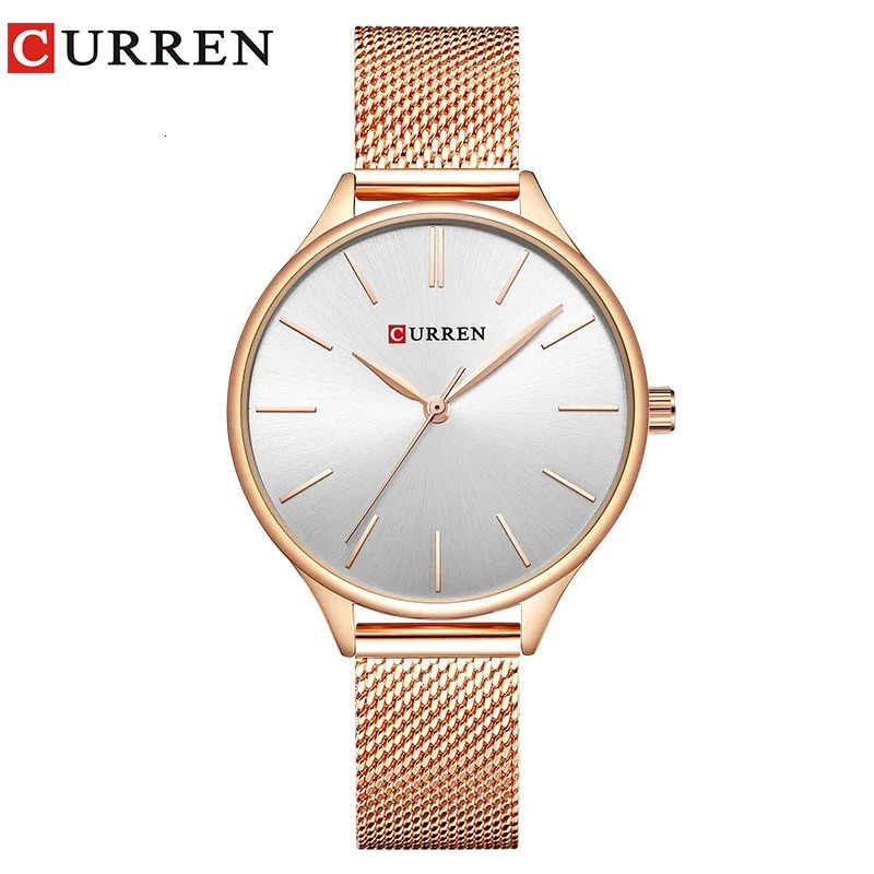 CURREN Original Womens Watch Matte Dial Japanese Quartz Movement Stainless Steel Mesh Strap with Box 251021