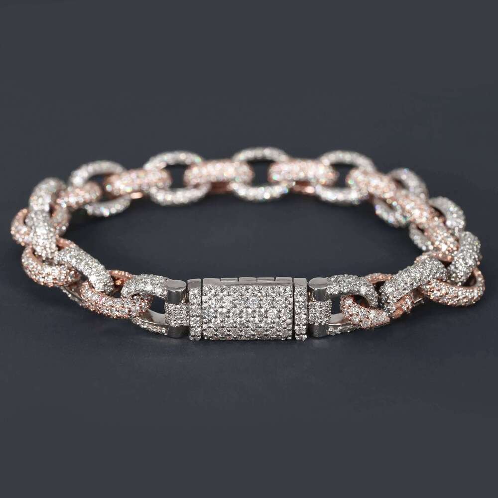 Luxurious Sier Cuban Chain Round Cut Electroplated Silicon Bracelet & Bangle