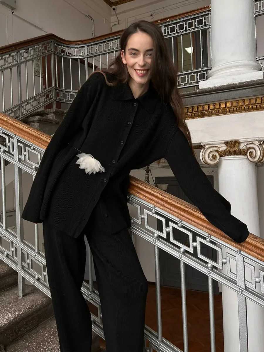 Bornladies Autumn Winter New Knit Cardigan Pants Set Loose Two Piece Casual Sweater Suit Women Thick Warm Soft Knitted OutfitT251022