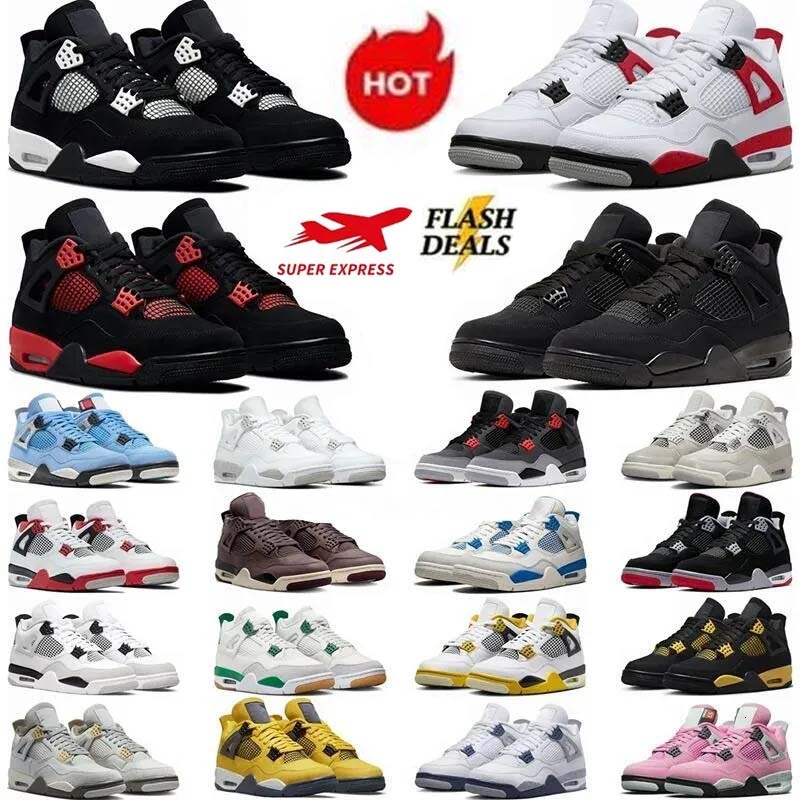 Basketball 4 Shoes Black Cats Military Blue Red Cement Thunder Vivid Sulfur Pine Green Midnight Navy Orchid Lighing Craft Medium Olive mens womens sport shoes