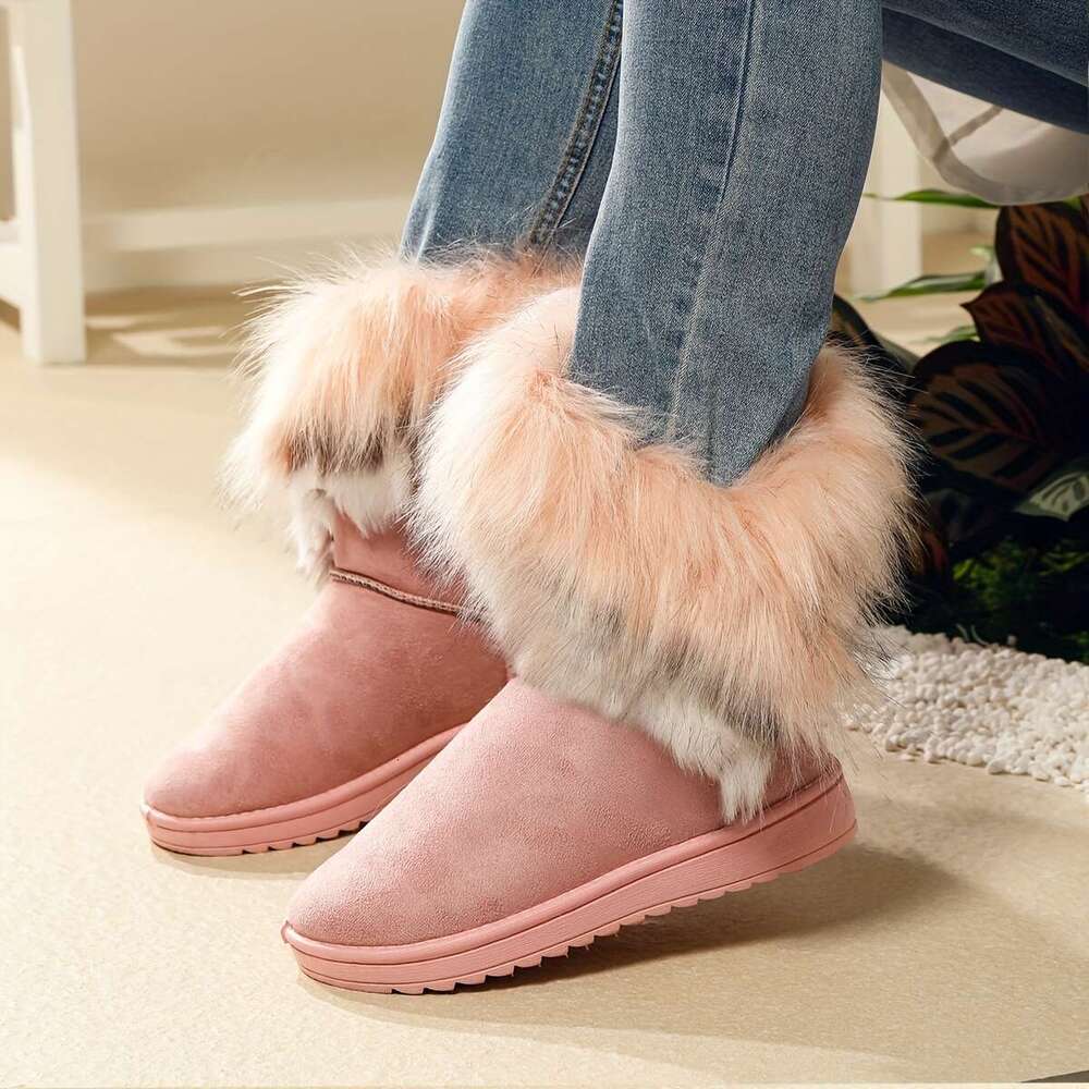 Women's Slip-On Lightweight Warm Ankle Boots With Plush Lining, Non-Slip Rubber Sole All-Season Casual Shoes For Everyday & Formal Outfits - Easy