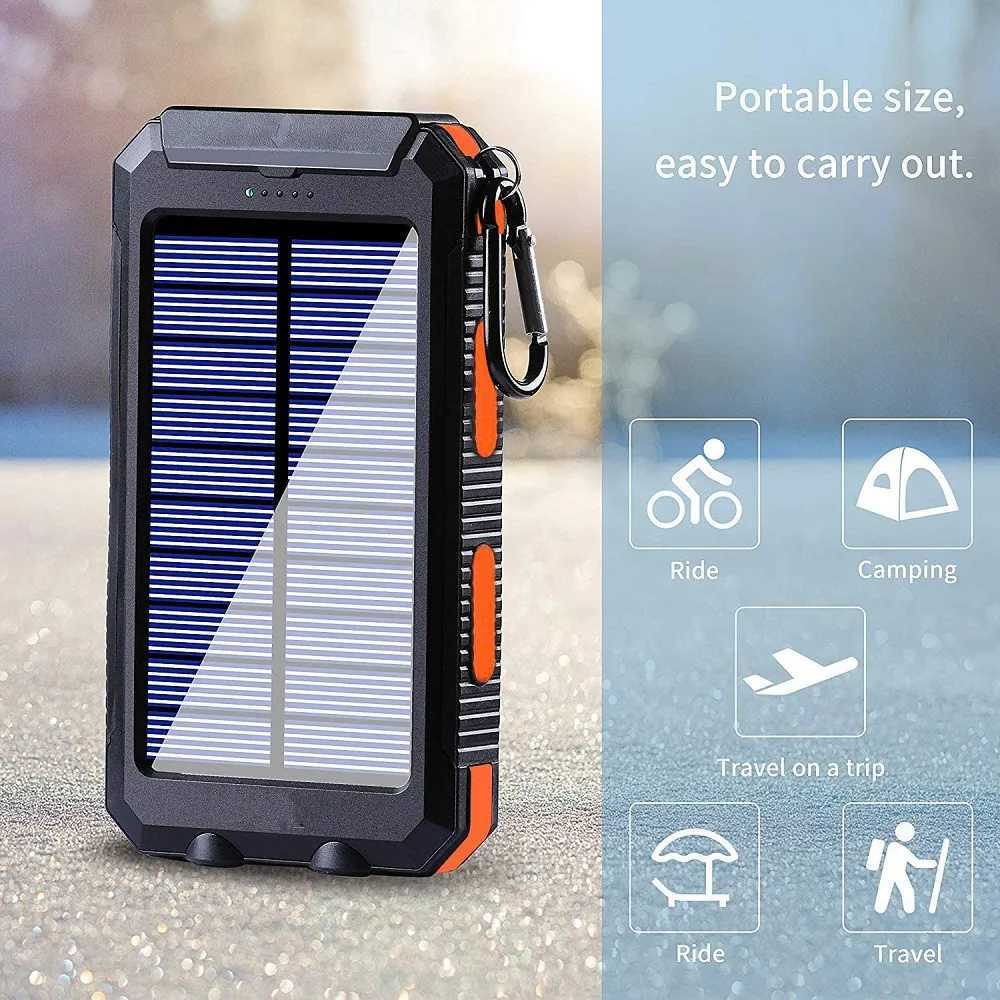 Solar Power Bank 80000mAh Portable Charging Poverbank External Battery Charger Strong Light LDE Light for All Smartphones J2511141