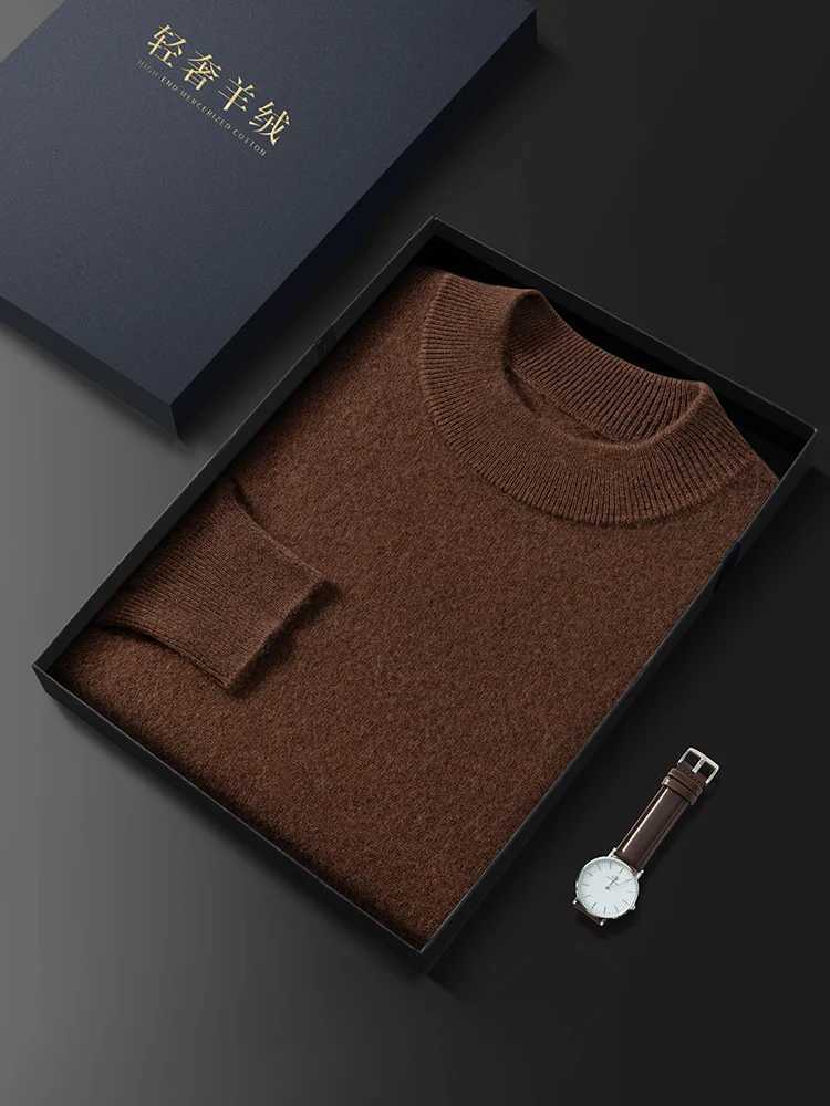 100 Cashmere Mens Autumn Winter Sweater Long Sleeve Half High Neck Warm Soft Luxurious Knit Pullover Top Comfortable ClassicXJ251022
