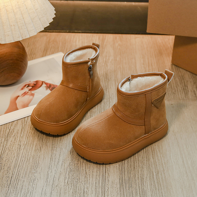 Kids Snow Boots for Girls Boys Winter Warm Plush Lining Ankle Boots for Toddler Children Fashion Littlesprouts Side-zipper Cotton Shoes Sizes 26 - 36 