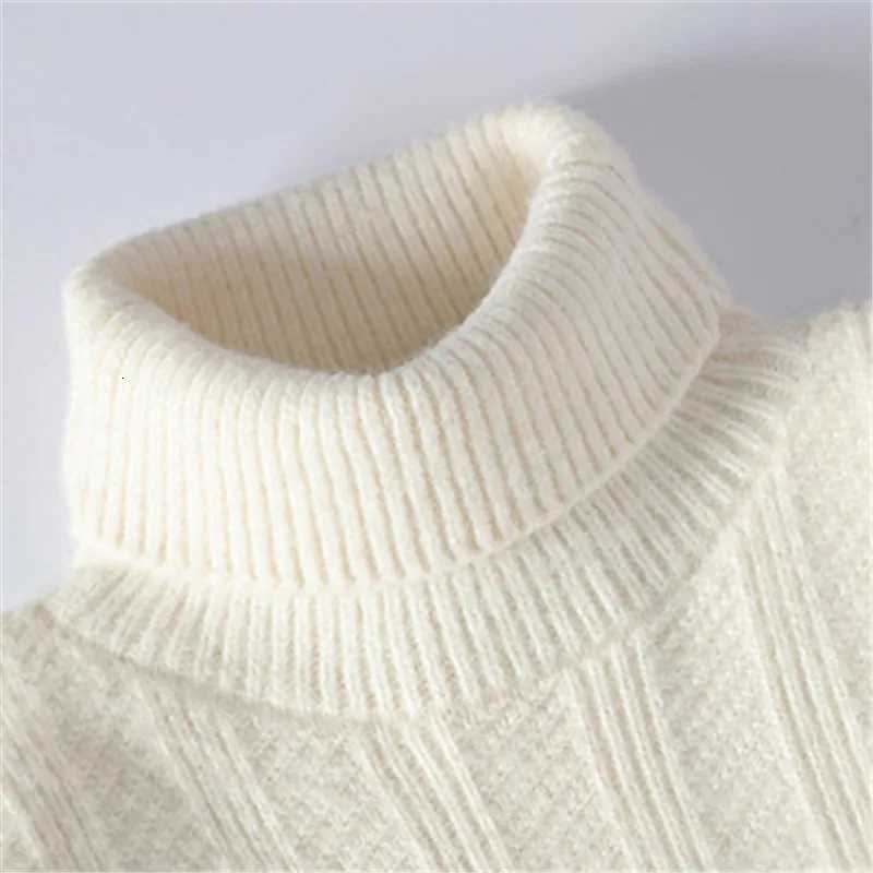 Autumn Winter Mens Turtleneck Sweater Solid Color Fashion Knitted Pullovers Men Korean Slim Fit Casual Knit Pullover SweatersXJ251022