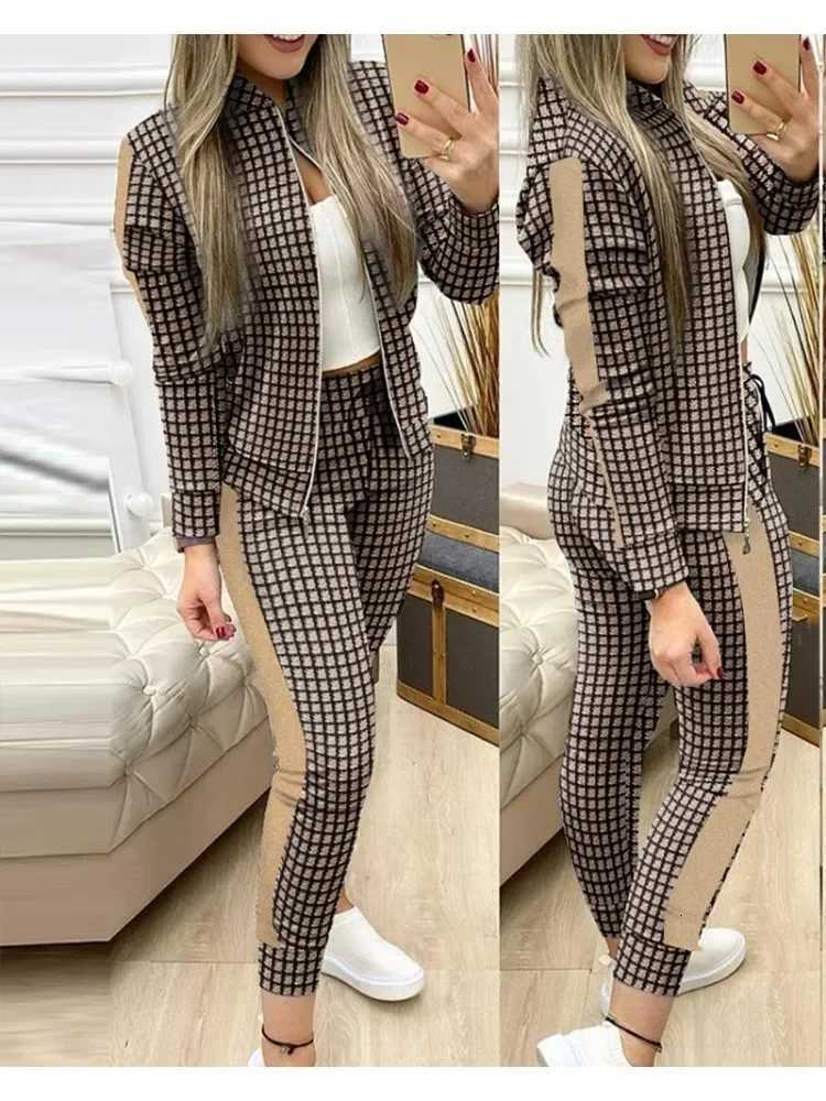 Set Woman 2 Pieces Trouser Suits Zipper Jacket Pants Tracksuits Women Patchwork Sportwear Casual Female Jogging Suit 2025 SetsT251022