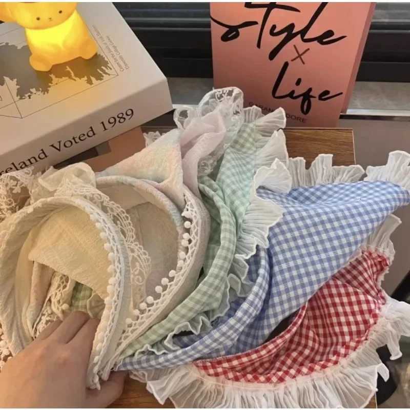 Fashion Retro Flower Lace Triangle Scarf Hair Band White Bandana Turban Headband For Women girl Headwarp Hair Accessories V251022