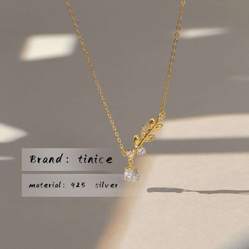 Necklace Designer luxury pendant necklace for Women men Simple Elegant Small Olive Branch Leaf high quality 925 silve plated with gold Festival vacati