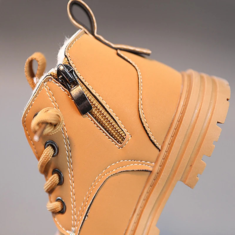 Children Winter Thick Plush Warm Snow Boots Cotton Shoes Toddlers Baby Autumn Single Boots Fashion PU Leather Boot 251018