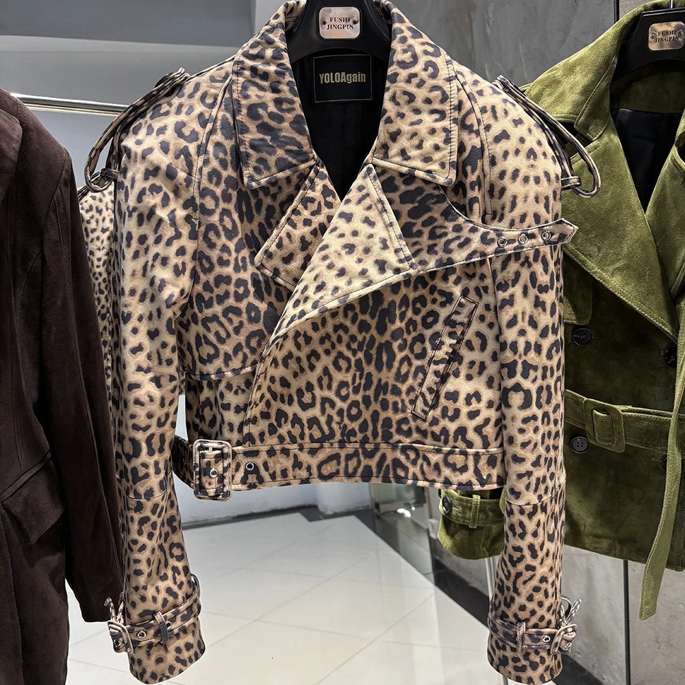 YOLOAgain Long Sleeve Dark Brown Suede Jacket Women Real Leather 251021