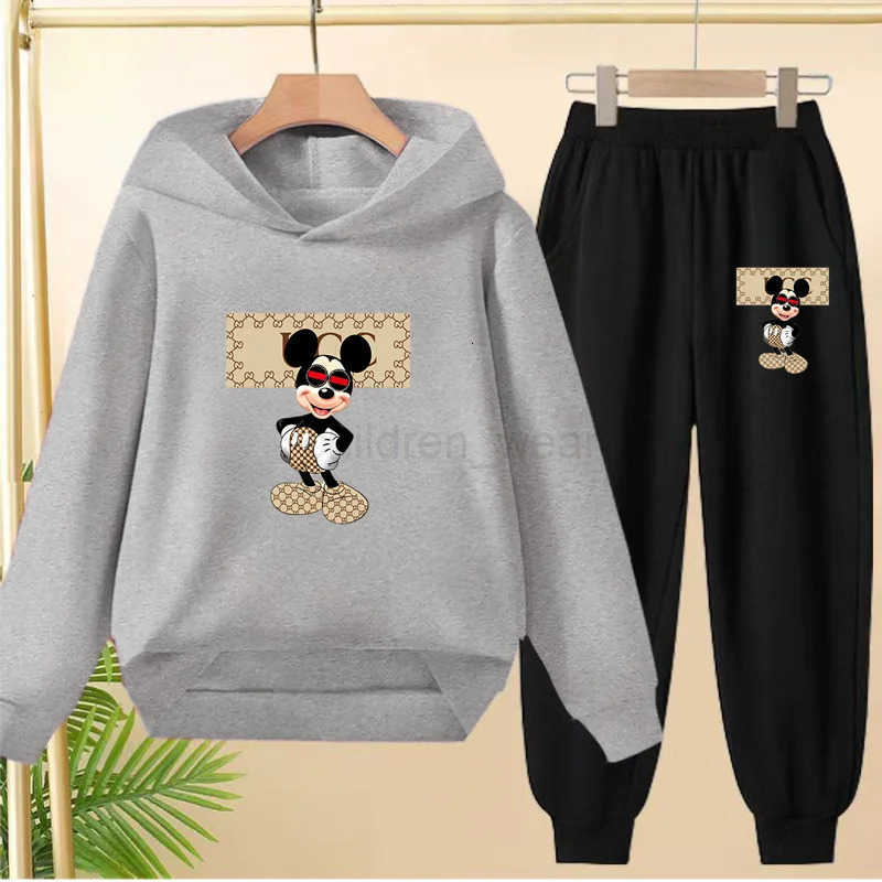 Disney Childrens Mickey Mouse Anime Hoodie Boys Girls 312Yrs Clothing Charming Casual SweatshirtPants 2P Sunshine Leisure Sports Set H251022