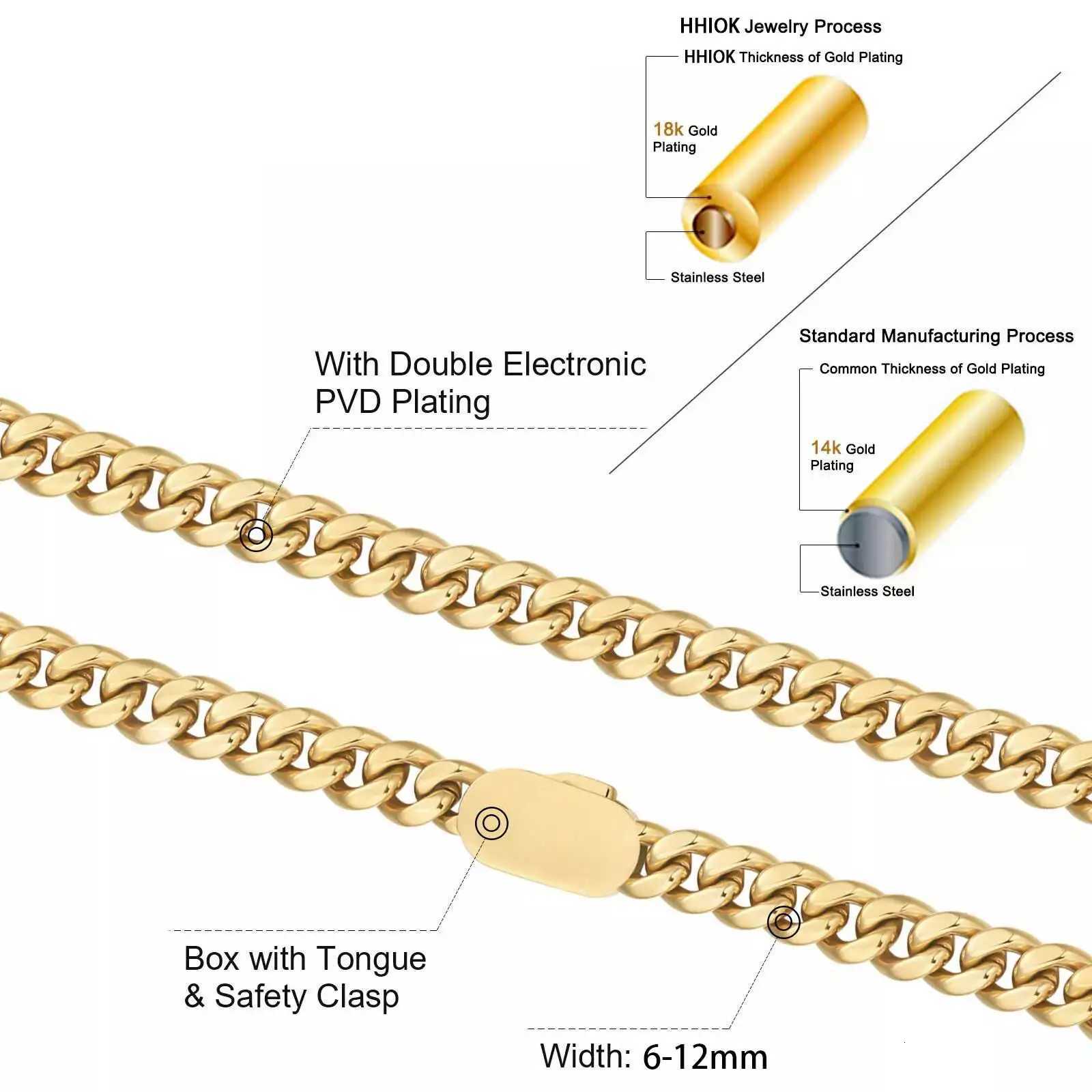 612mm Width New Style Stainless Steel Cuban Chain GoldSilver Color Fashion Hip Hop Men and Women Necklace Jewelry V251022