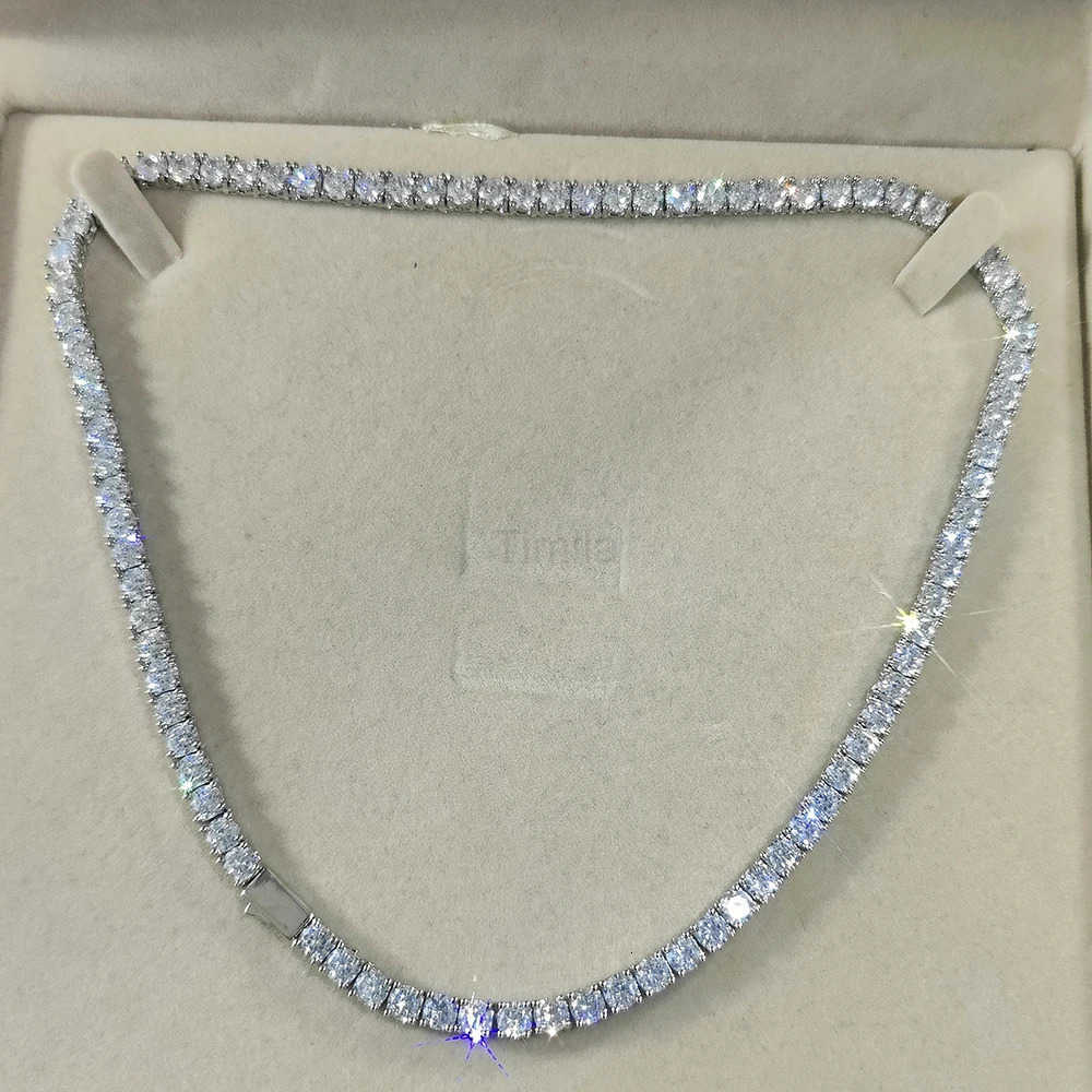 3mm 4mm 5mm 1 Row Tennis Chain Bling Zircon Copper Material Necklace Hip Hop Man and Women Iced Out Jewelry Free Engrave Name U251022