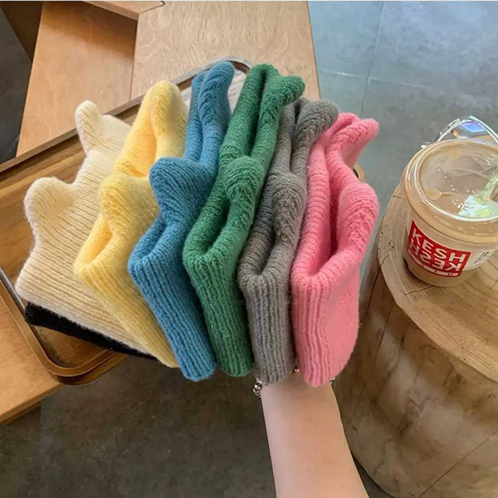 Cute Cat Ears Warm Knitted Headband Female Retro Face Wash Elastic Hair Bands Widebrimmed Head Wrap V251022