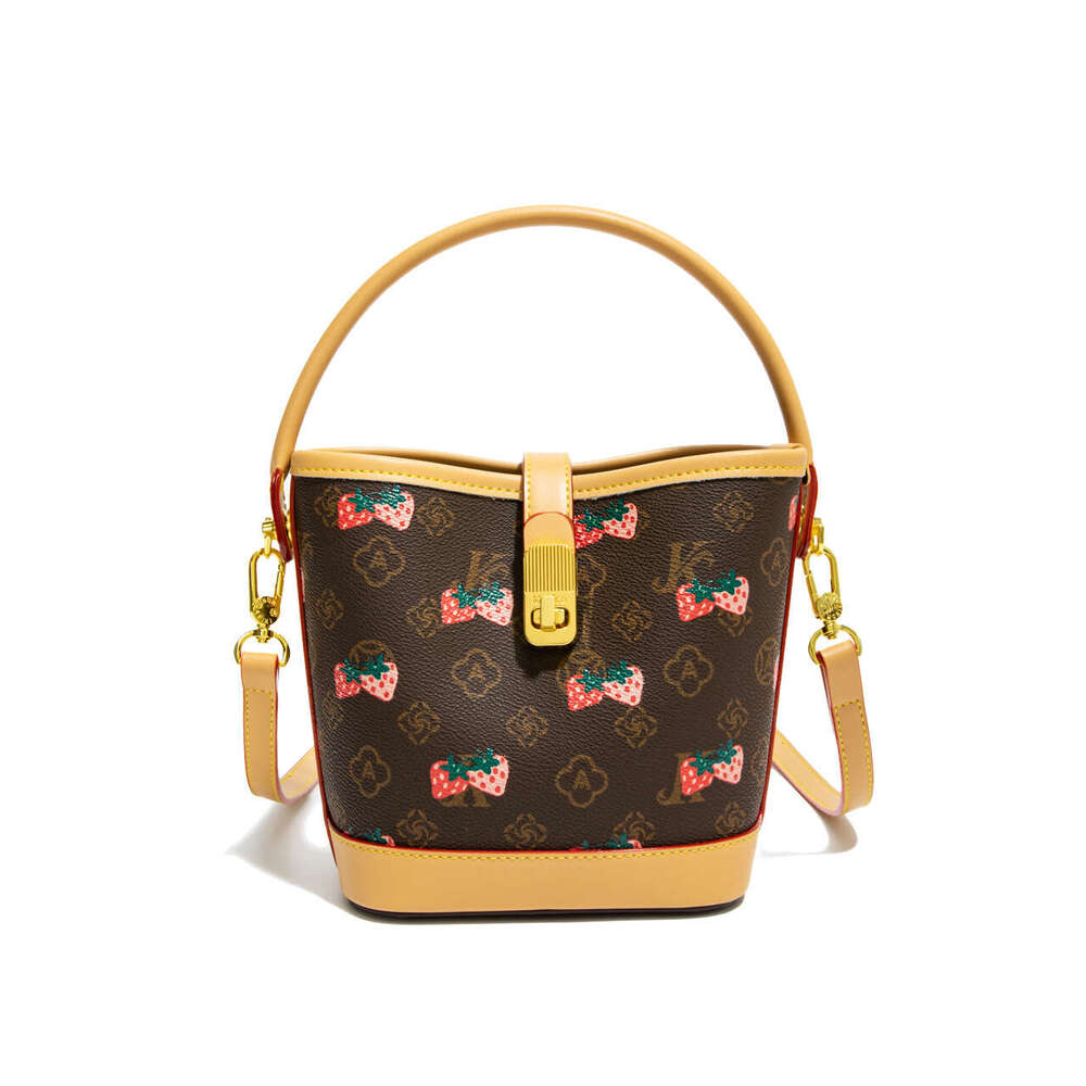 Designer Bag for Womens Bucket Bags Strawberry Printed Large Capacity Handbag Light Style Suitable Office Commuting Crossbody Bag