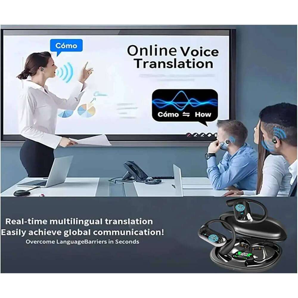 UYUXIO Real Time Translator Headphones AI Language Translation Earbuds 144 Languages & Accents 3 In 1 OWS Ear Buds For Business