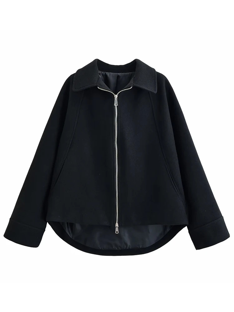 Womens Woolen Jacket Women Long Sleeve Zipper Leisure High Street Short Lady Autumn Winter Fashion Outerwears 251021