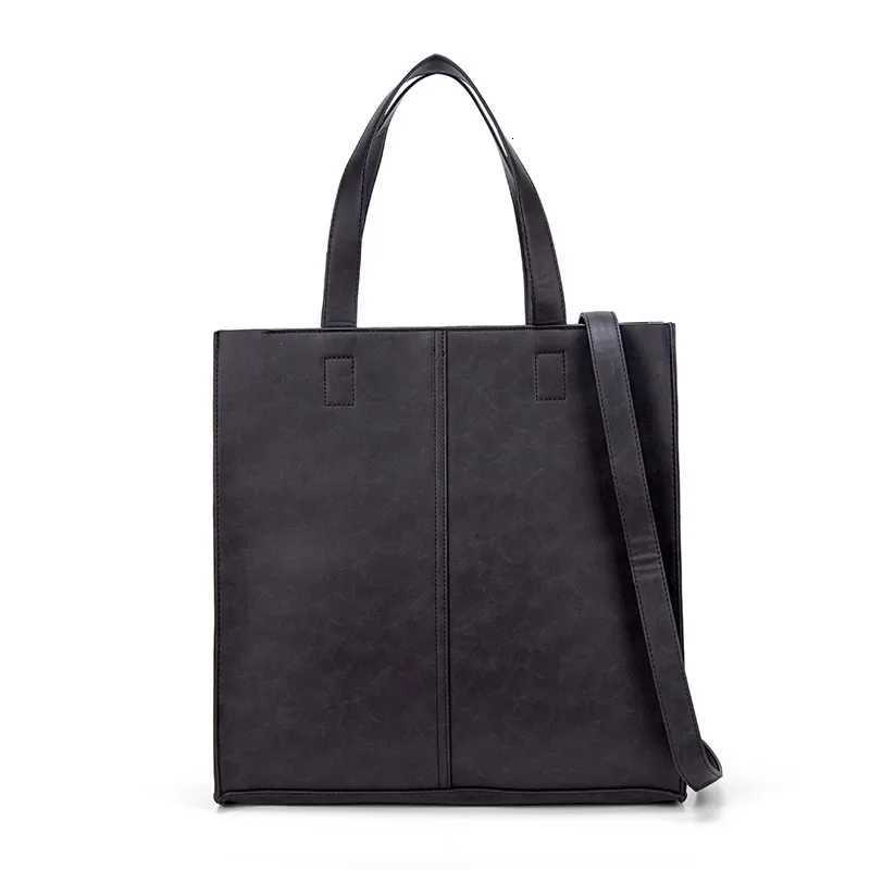 Large Size Mens Korean Style Briefcase Tote Bag Shoulder Crossbody Conference Document Bag Vintage Solid Color Polyester Lining W251022