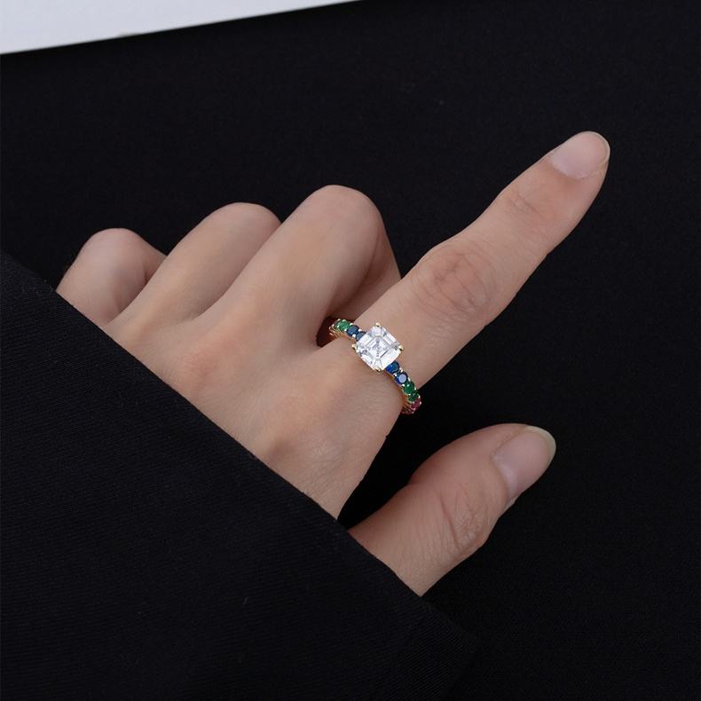 MT 1 CT princess square cut 5.5*5.5mm moissanite diamond ring for women men 925 sterling silver colored Cuba zircon ring engagement Jewelry Party gift