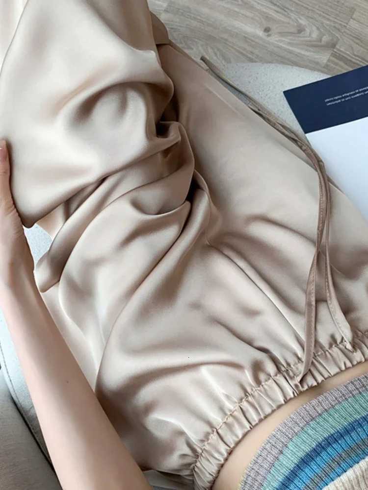 Womens Wide Leg Pants Summer Ice Silk Straight Trousers High Waist Ladies Casual Loose Satin Soft Fulllength Pants for WomenT251022