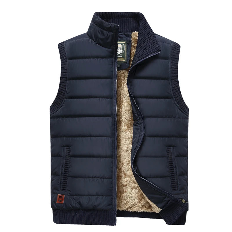 Standup Collar Jacket Vest for Mens Winter Sleeveless Down Vest Mens Work Vest Outdoor Jacket Mens Thermal Soft Vest 251016