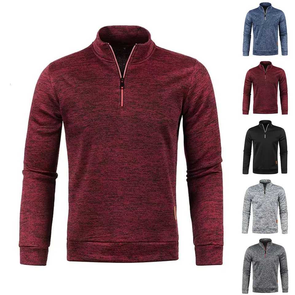 Mens Pullover Mens Thickened Sweater Halfzip Mens Pullover Hoodie Mens Sweater Autumn Solidcolor Turtleneck TopsXJ251022