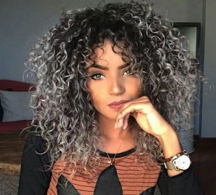 Elegant Salt and pepper ceramic deep Curly gray Human Hair Wigs gradient two tone silver Short Grey Wig for Black Women None Lace natural hair wig