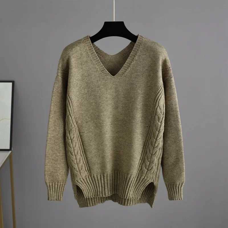 Autumn Winter Thicken Knit Sweater Set Women Tracksuit Solid Color V Neck Sweaters Elastic Trousers Suits Knitted Two Piece SetT251022