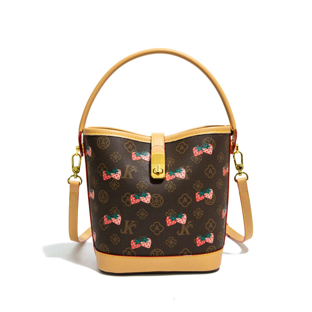Designer Bag for Womens Bucket Bags Strawberry Printed Large Capacity Handbag Light Style Suitable Office Commuting Crossbody Bag