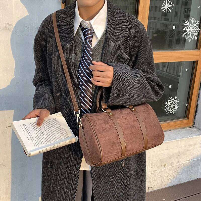 Brand design Boston handbag for womoen big totes Faux Suede female Shoulder Crossbody Bags Large Capacity Travel bag brown