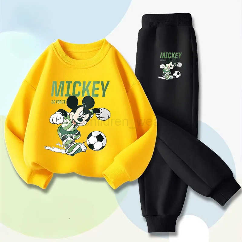 Disney 2025 Spring New Boys Sport Pullover Sets Mickey Printed Childrens Long Sleeved Clothing Sets Kids Casual Tracksuit H251022