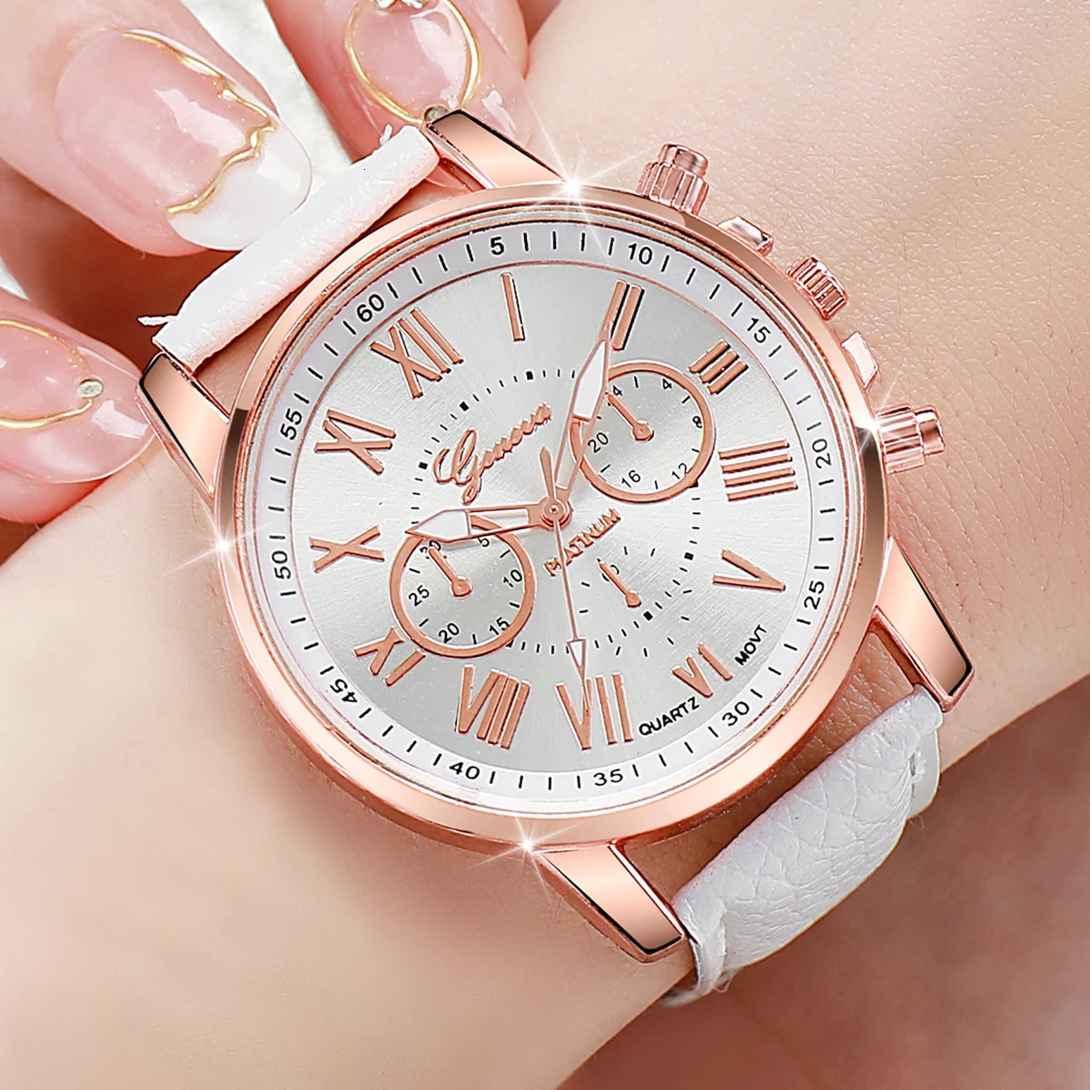 10PCS Women Watches Set Fashion Roma Dial Ladies Quartz Watch Casual Leather Band Wristwatches Relogio Feminino Reloj Mujer 251027