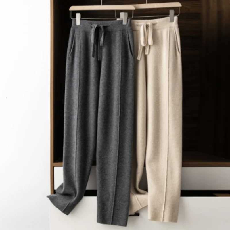 2024 Cashmere Pants Womens Wear Thin Harlan Pants Wool Knitted Radish Pants Autumn and Winter Loose GrandmaT251022