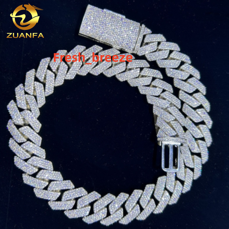 15MM 18MM 20MM Heavy Cuban Chain Custom Hip Hop Iced Out Jewelry Moissanite Diamond 925 Cuban Link Chain