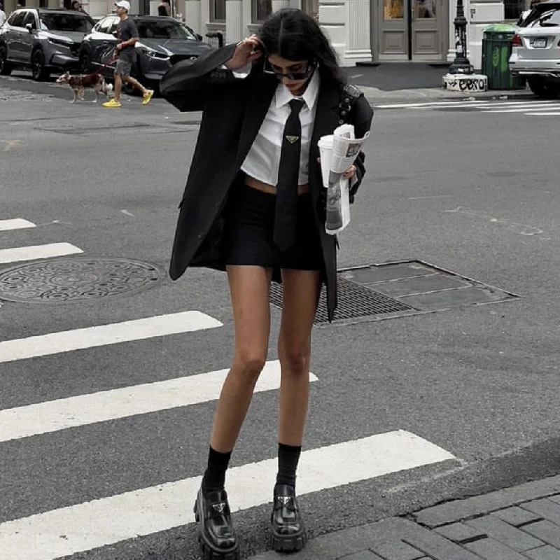 Y2K Low Waist Mini Skirt With short lining Sexy Aline Package Hips Mini Short Skater Party Femme Gray Black 251022