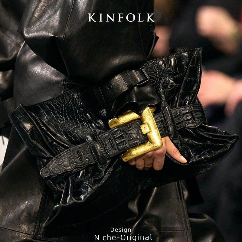 new style soft leather cloud bag high-class temperament textured pleated belt buckle large tote bag underarm crossbody bag