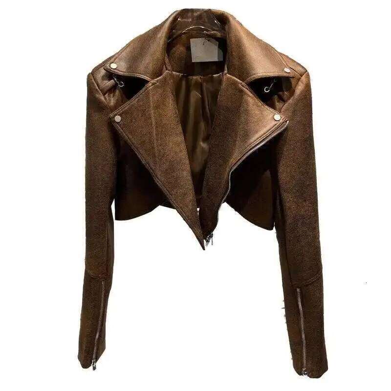 DEAT Women Street Motorcycle Personality Short PU Leather Jacket Long Sleeve Fashion Temperament 2024 Spring New 11D8791