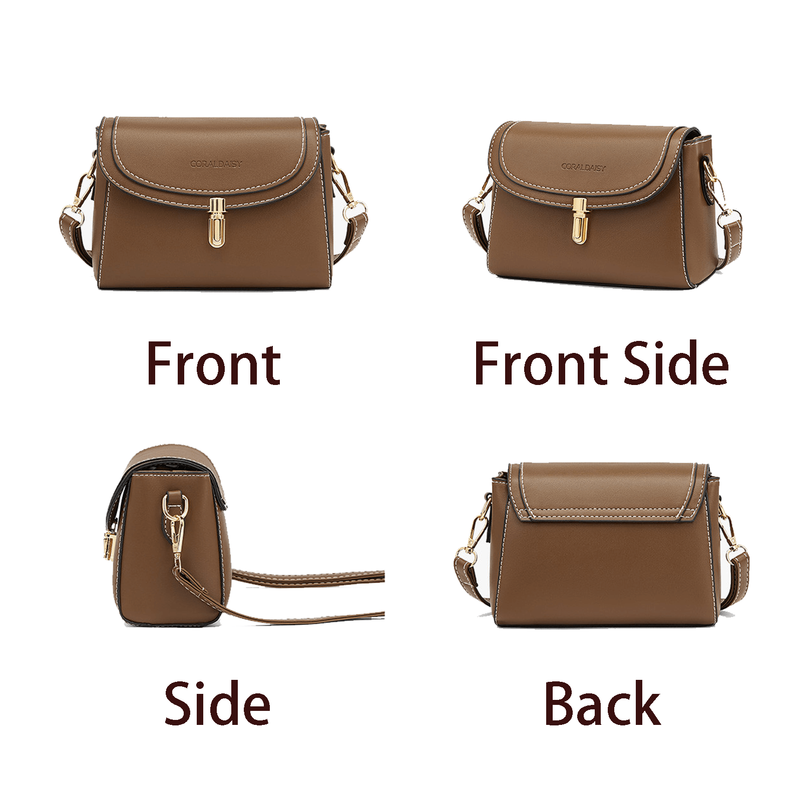 Lady's Messenger Bags, Classic Vintage Crossbody Bag, Flap-over Women's Bag, Casual Work Bag, Brown
