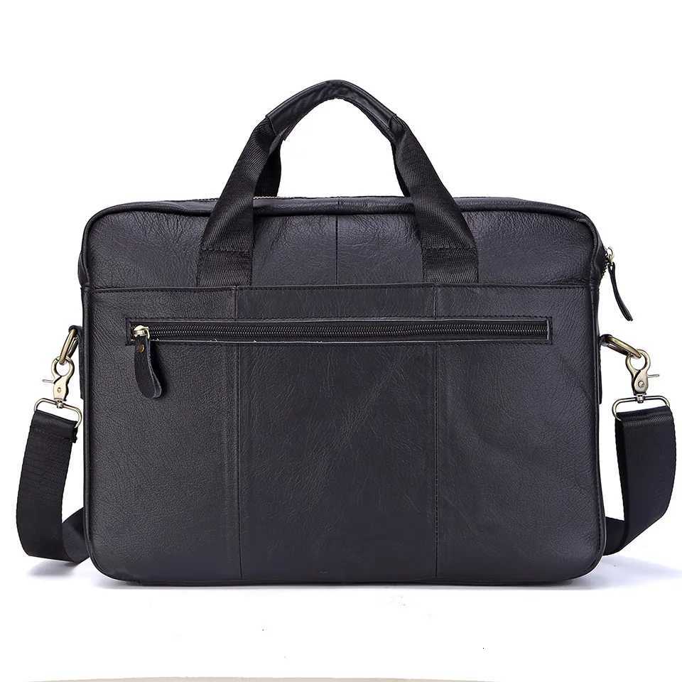 Mens Fashion Genuine Leather Briefcase Large A4 Document Shoulder Bag 14 Inch Laptop Messenger Tote Handbag Male W251022