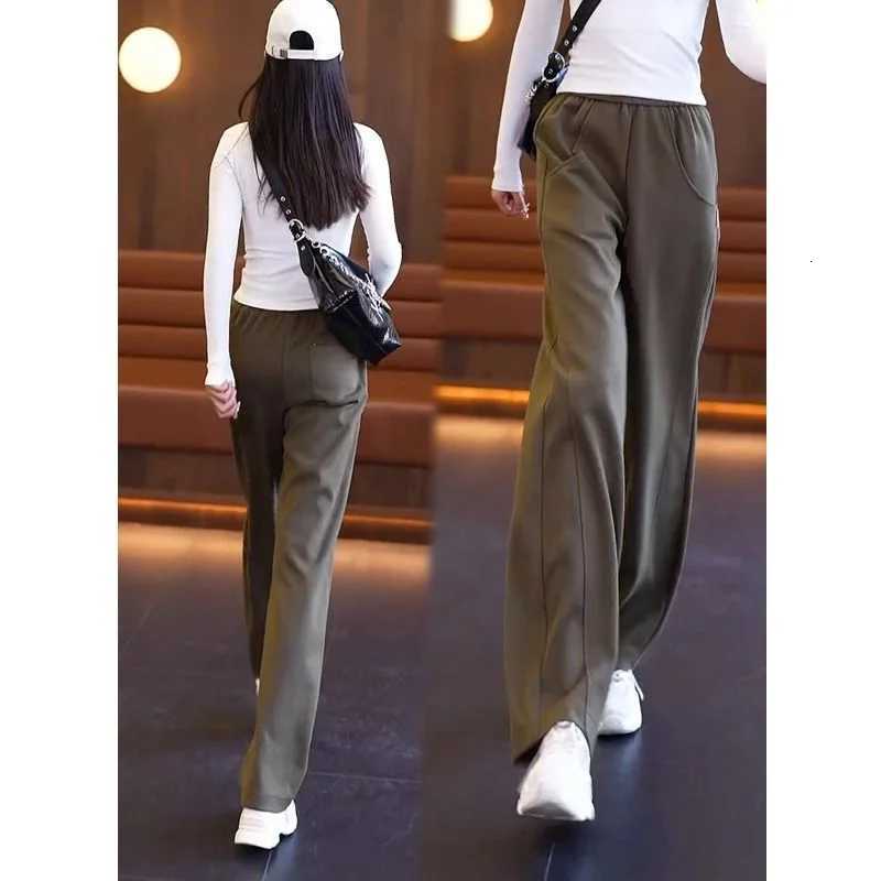 Women Casual Wide Leg Banana Pants Loose Straight Trousers Slim Fit High Elastic Soft JoggersT251022