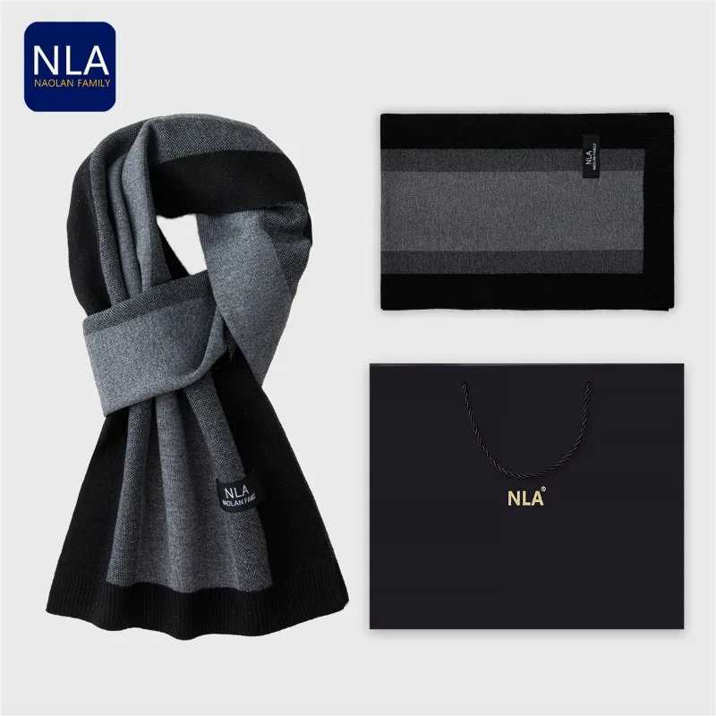 New Classical Bussiness Knitted Men Scarf Wool Blend Casual Plaid Thermal Male Scarves Fall Winter Simple Luxury Muffler NO Box J251022