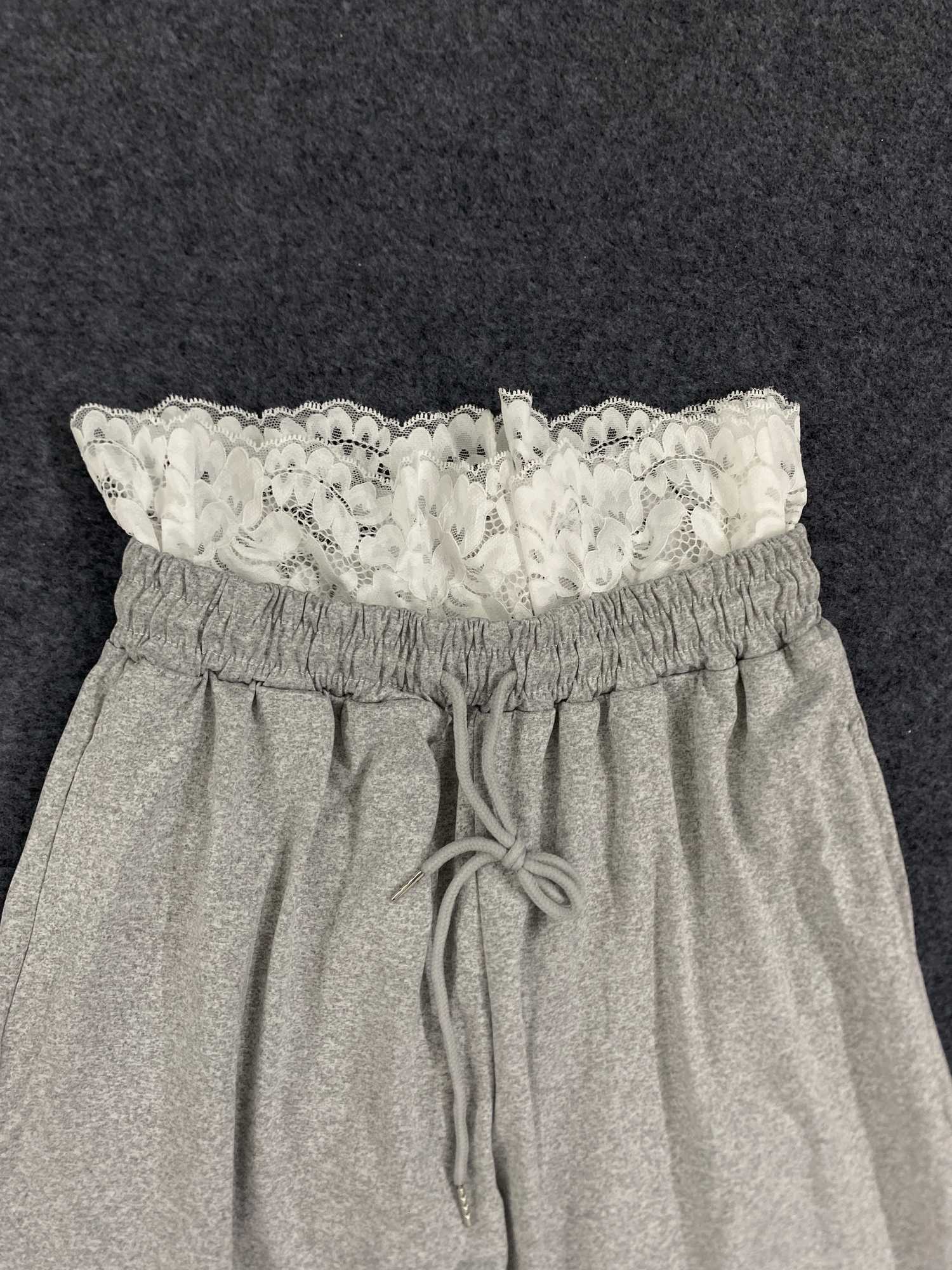 Autumn and Winter New Korean Style Y2K Womens Pants Simple Versatile Casual Lace Edge Pure Desire Style Pure and SexyT251022